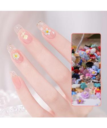 3D Flower Nail Charms 200 Pcs Colorful Acrylic Camellia Rose Flower Nail Art Charms Cherry Blossom Nail Rhinestones Gems Nail Accessories for DIY Nail Art Designs Jewelry Making (Multi-Colored) - Buy Online on SooperMarket.com