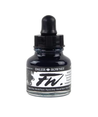 Daler-Rowney FW Acrylic Ink Bottle Paynes Grey - Versatile Acrylic Drawing Ink for Artists and Students - Permanent Calligraphy Ink - Archival Ink for Illustrating and More