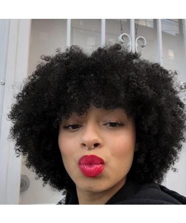 Queentas 8 "# 1b short afro-ominated curly real hair wig with a free hair network for women (natural winding curls) natural winding curls 20.32 cm (1 Pack)