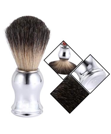 Premium Silver Razor Brush for Men | Facial Cleaning Brush & Barthaar Tool for Shaving Cream Foam & Soap - Buy Online on SooperMarket.com