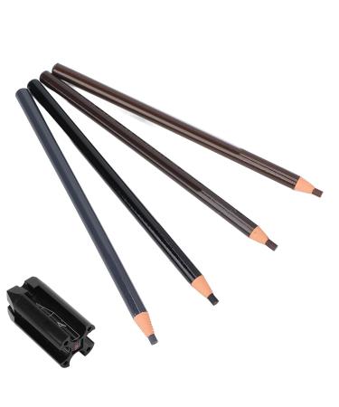 Professional Waterproof Microblading Eyebrow Pencil Set - 4 Pieces for Perfect Make-Up | 2 Brown 1 Gray 1 Black | Ideal for Delicate Beauty Looks - Buy Online on SooperMarket.com