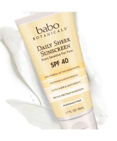 Buy Babo Botanicals Daily Sheer Mineral Sunscreen SPF 40 â€“ 1.7 fl oz | Best Protection for Sensitive Skin - Buy Online on SooperMarket.com