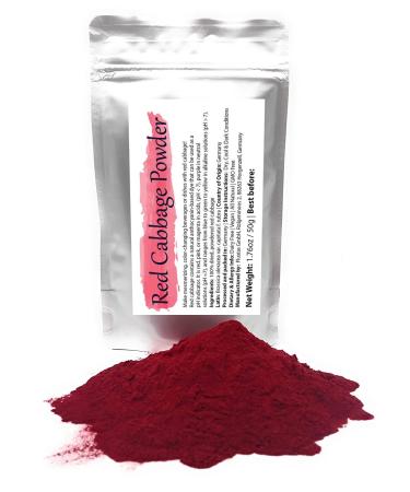 Red Cabbage Powder | Water Soluble Food Dye | Net weight: 1.76oz/50g - Amazing in the Kitchen or for Cocktails! Makes Colour-changing Beverages and Dishes in Red Or Magenta Pink Purple Blue