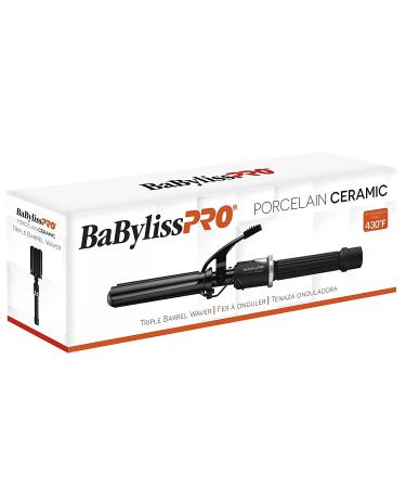 BabylissPRO Porcelain Ceramic Triple Barrel Waver - Salon Quality Waves - Buy Online on SooperMarket.com