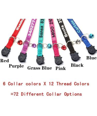 Custom Cat Collar Personalized Breakaway Cat Collar with Bell & Embroidered ID Pet Name & Phone Number (1PCS) - Buy Online on SooperMarket.com