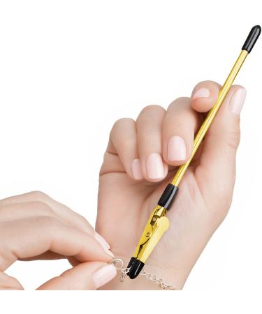 Bracelet Helper Tool - Fastener Helper Tool for Bracelet, Necklace, Jewelry, Watch - Clasp Helper - Portable, Easy-to-Use, Made of Metal Gold