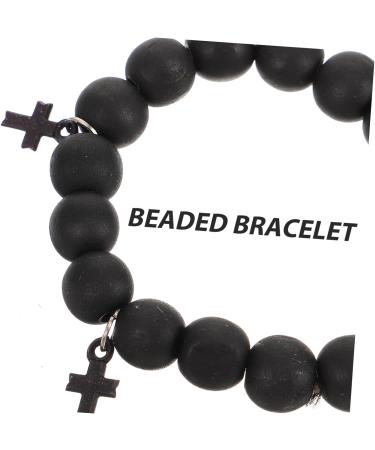 Didiseaon Cross Jewelry Gift Cross Bracelets Beaded Bracelets for Men Cross Braclet Charm Bracelet Baptism Gifts 10x10cm Black - Buy Online on SooperMarket.com