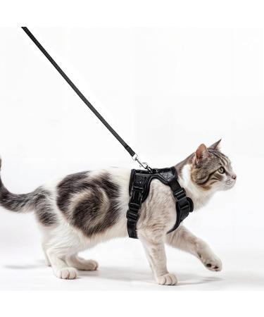Comfortable Cat Dishes with Leash - Breathable Air Mesh Fits Neck 28-35 cm & Chest 45-51 cm - Easy On/Off - Black S - Buy Online on SooperMarket.com