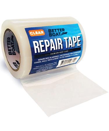 Repair Tape Fabric Repair Boat Covers Canvas Repair Tape Pop Up Camper RV Awning Repair Tape Tarp Canopy Tear & Vinyl Waterproof Bimini Tops Sail Air Mattress Patch Kit 30FTx3 Clear Heavy Duty