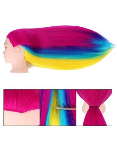 Topdirect 31.5 inch Synthetic Hair Wig Training Head - DIY Hairstyle Set with Holder in Rose Red - Perfect for Hairdressers - Buy Online on SooperMarket.com