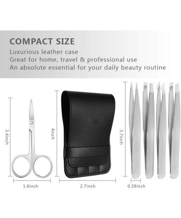 Professional Precision Tweezers for Women - 5 Pack Silver Set for Ingrown Hair, Eyebrows, Plucking, and Facial Hair Removal - Buy Online on SooperMarket.com