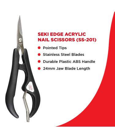 SEKI EDGE SS-201 Acrylic Nail Scissors - Precision Stainless Steel Cuticle Trimmers for Professional Nail Care - Buy Online on SooperMarket.com