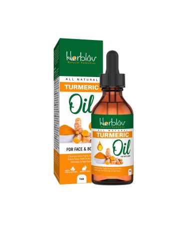 Turmeric Oil for Face & Body - All Natural Turmeric Skin Brightening Serum for Dark Spots - Cleanses Skin  Fights Acne  Evens Tone  Heals Scars - Pure Handcrafted Turmeric Oil Skincare Made in the USA
