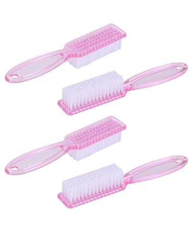 Yebeauty Nail Brush Fingernail Cleaner 4 Pack - Hand and Toe Scrubbing Brush for Pedicure - Clear Pink Plastic Nail Scrubber - Buy Online on SooperMarket.com