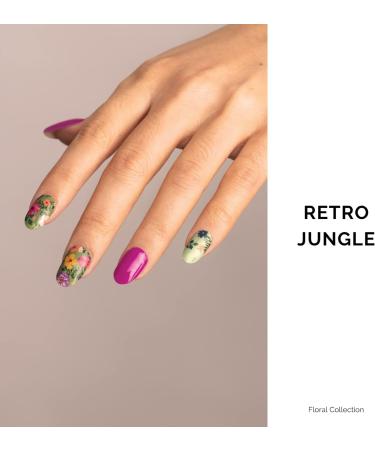 NAILOG Semi Cured Gel Nail Strips 34 pcs Salon-Quality Gel Nail Stickers Long Lasting Nail Wraps for Women with Soft Gel Finish Retro Jungle - Buy Online on SooperMarket.com