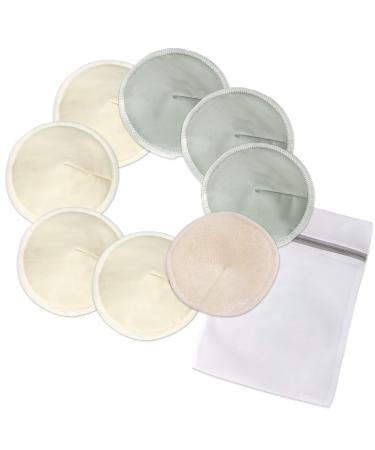 Haakaa All-Day Reusable Nursing Pad Set 8P -Washable Absorbent Bamboo Breast Pad - Perfect Leakproof Nipple Covers for Ladybug Letdown Catcher Pump & Postpartum Breastfeeding Mom w/Laundry Bag