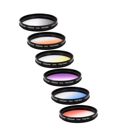 Vivitar 6-Piece Multi-Coated Rotating Graduated Color Filter Set (49mm) Includes: Red, Yellow, Blue, Orange, Grey & Purple