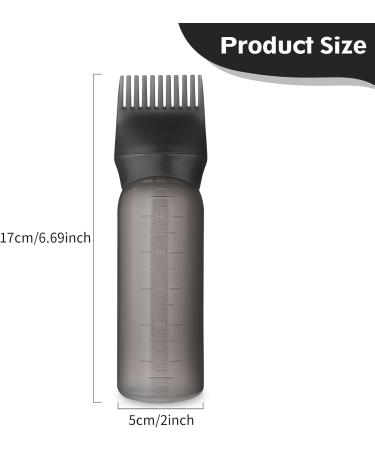 WLLHYF 2 Pack Root Comb Applicator Bottle 6 Ounce Hair Dye Bottle Brush Hair Oil Squeeze Bottles Plastic Hair Root Comb Color Applicator with Graduated Scale (Black) - Buy Online on SooperMarket.com
