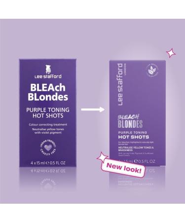 Lee Stafford Purple Toning Hair Treatments - Violet Shampoo for Bleach Blondes 4 x 15ml Hot Shots | Ideal for Highlighted & Naturally Blonde Hair - Buy Online on SooperMarket.com