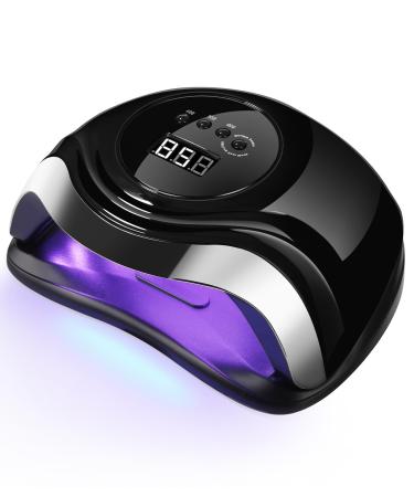 168W nail dryer lamp Aokyom UV LED lamp for nail nail lamp with 10/30/60/99S Timer LCD display and smart sensor for fingers/toenails and for all gel nail polish Gelnail Shellac Black Silver Noble-Black Silver