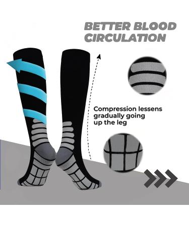 3 Pairs Wide Calf Plus Size Compression Socks 20-30 mmHg for Swelling - 3XL Sports 007 - Buy Online on SooperMarket.com