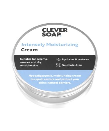 Clever Soap Intensely Moisturising Hand Face & Body Cream - Suitable For Eczema Rosacea & Rough Dry Sensitive Skin - Gentle Hydrating Emollient - Fragrance-free Hypoallergenic Care & Relief