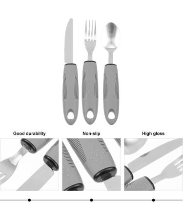Adaptive Utensils Built up Fork Spoon Rocker Knife Easy Grip Silverware for Adults Elderly Weak Hand Patients Disabled Light Grey 3 Piece Set (Color : Light Grey) - Buy Online on SooperMarket.com