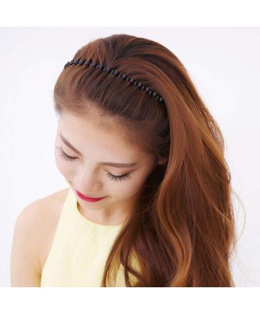 5-Piece Wave Style Metal Hair Bands for Men & Women - Flexible Slipproof Black Headbands - Buy Online on SooperMarket.com
