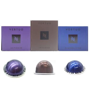 Nespresso Vertuo Intense Powerful Selection Mix Long Expiry Coffee Pods Capsules Intenso Altissio Diavollito 30 Pods 3 Sleeves