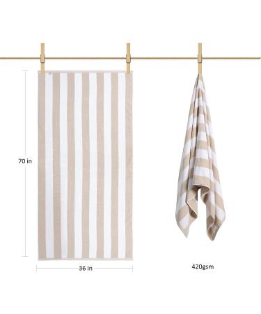 LULUHOME Plush Oversized Beach Towel - 36 x 70 Inch Fluffy Cotton Chiffon Striped Pool Towel for Adults - Large Summer Cabana Swimming Towel - Buy Online on SooperMarket.com