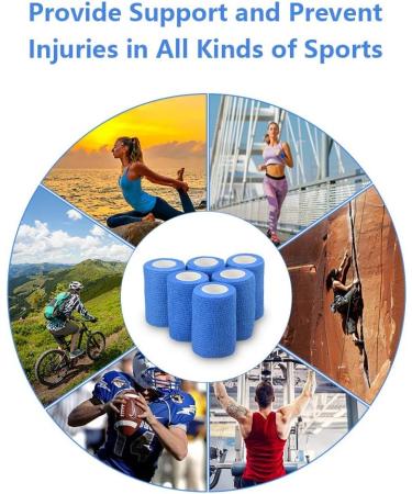 Cojj 12 pcs Self-Adhering Cohesive Bandage - 10cm x 4.5m Waterproof Elastic Tape for Wounds & Animal Care (Blue) - Buy Online on SooperMarket.com