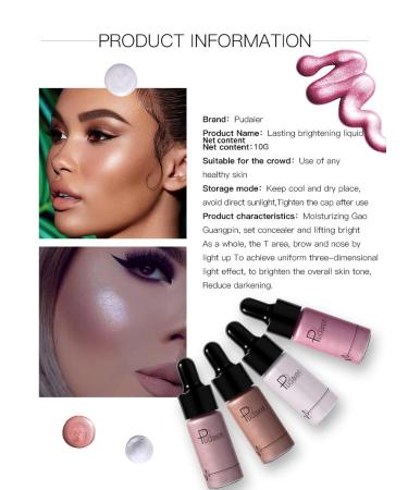 Go Ho Liquid Highlighter Makeup Illuminator - Waterproof 3D Glow Shimmer for Face and Body, Cheeks, Eyes, and Lips - Champagne Gold 03 - Buy Online on SooperMarket.com