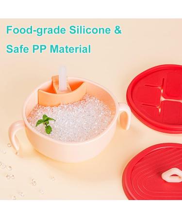 EasyRuir 3 in 1 Baby Bowl with Lid, Straw, and Snack Insert | Suction Toddler Bowl - BPA Free Self-Feeding Training Utensils | Pink - Buy Online on SooperMarket.com