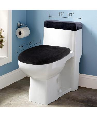 Stretch Velvet Toilet Lid Cover and Toilet Tank Lid Cover  Bathroom Super Soft Toilet Lid Cover Set Luxury Velvet Plush  with Elastic Bottom  Machine Wash  Black - Buy Online on SooperMarket.com