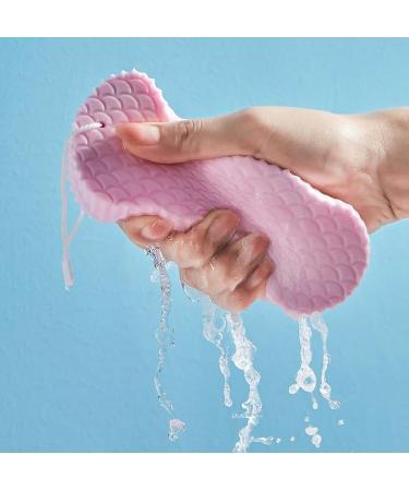 4Pcs Ultra Soft Exfoliating Bath Sponge Set for Adults, Children, and Pregnant Women - Reusable Shower Sponge - Blue, Pink, Gray, White - Buy Online on SooperMarket.com