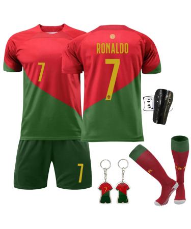 Ronroned football jersey for children football jersey short-arm jersey shorts set football jersey Football jerseys No. 7 Red Jersey Football jersey with socks for adults and children premature red clothes-7-24