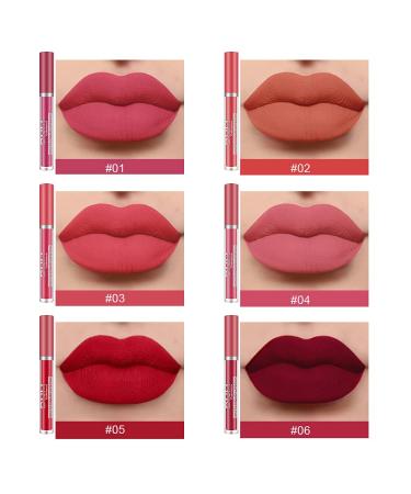 6Pcs Matte Liquid Lipstick Set - Long Lasting Waterproof Dark Red Lip Stain Makeup Kit for Women - Buy Online on SooperMarket.com