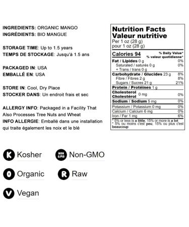Food To Live Organic Mango Cheeks - Dried, Non-GMO, Kosher, Unsulphured, Unsweetened - 3 Pounds - Buy Online on SooperMarket.com