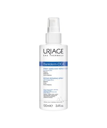 Uriage Bari derm-CICA Drying Repairing Spray With Cooper-Zinc 100ml - Absorbs Excess Moisture and Dries Out Wet Oozing Areas - Calms Purifies & Soothes Skin Folds