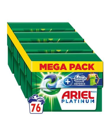 Ariel All-in-1 PODS Laundry Detergent Washing Liquid Tablets / Capsules 76 Washes(4x19) Platinum + Touch Of Febreze Odour Defence Deep Down Clean And Anti-Odour Action