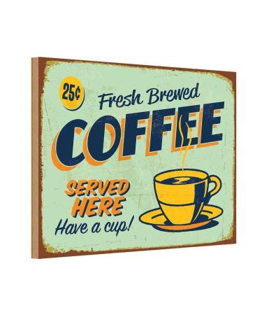 vianmo Wooden Wall Sign 20 x 30 cm Coffee Fresh Brewed Coffee Served