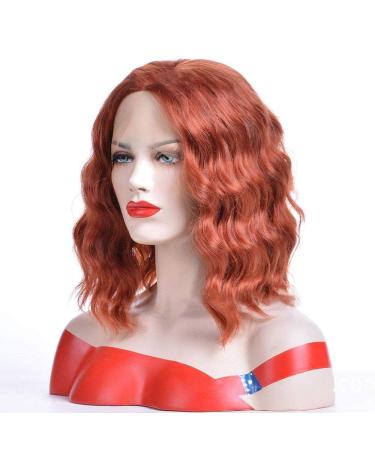 Short Wavy Curly Bob Red Lace Front Wig - 20 Heat Resistant Synthetic Hair for Women & Girls - Buy Online on SooperMarket.com