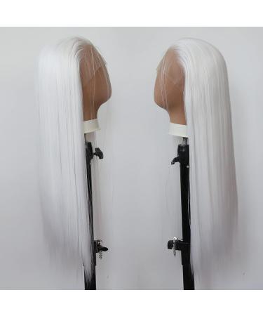 Snow White Long Straight Synthetic Lace Front Wig for Black Women - Heat Resistant Fiber, Natural Hairline with Baby Hair - Perfect for Cosplay and Daily Wear - Buy Online on SooperMarket.com
