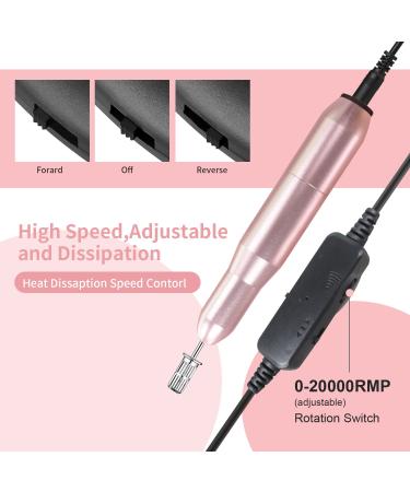 RedFlow Professional Electric Nail Drill Kit - 6 Bits & 50 Sanding Bands Included (Pink) - Buy Online on SooperMarket.com