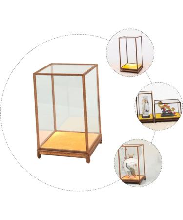 ORFOFE Box Wood Carving Glass Cover clear display stand buddha display stand Display Accessory toy shelf 17x12cm Assorted Color - Buy Online on SooperMarket.com