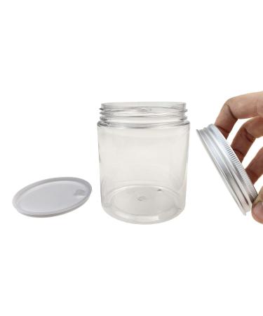 250ml PET Plastic Cosmetic Containers with Silver Aluminum Lid - 8oz Cream Lotion Jars Ointment Bottles Food Jars - 6 Pack - Buy Online on SooperMarket.com
