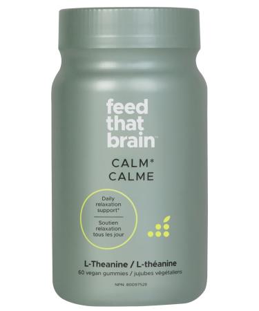 Feed That Brain Daytime Calm Gummies L-Theanine (Banana Blueberry Smoothie) 60 pc Gluten-Free Vegan Stress Relief Gummies