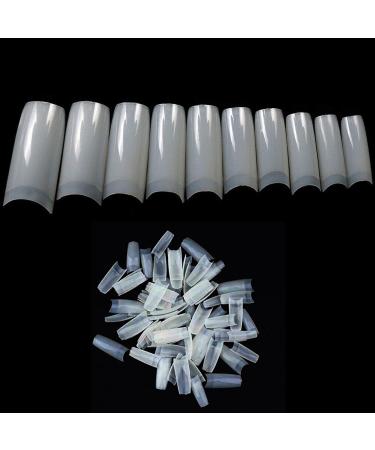 Pack of 500 Artificial Nail Tips French Acrylic Style UV Gel Fake Nail Full Cover Artificial Fingernails Tip Fake Art Nails Suitable for Both Beginners & Experienced Nail Artists Natural