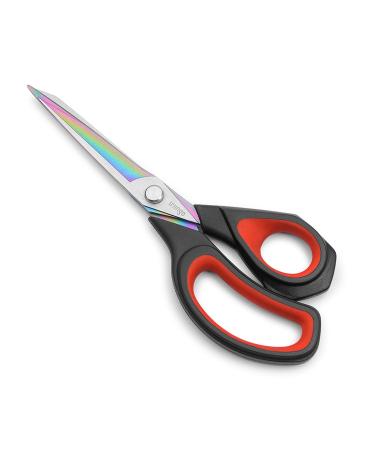 LIVINGO Premium Tailor Scissors Heavy Duty Multi-Purpose Titanium Coating Forged Stainless Steel Sewing Fabric Leather Dressmaking Comfort Grip Shears Professional Crafting (9.5 INCH) Black/Red 9.5"