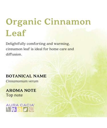 Organic Cinnamon Leaf Essential Oil by Aura Cacia | GC/MS Tested | 7.4ml (0.25 fl. oz.) - Buy Online on SooperMarket.com